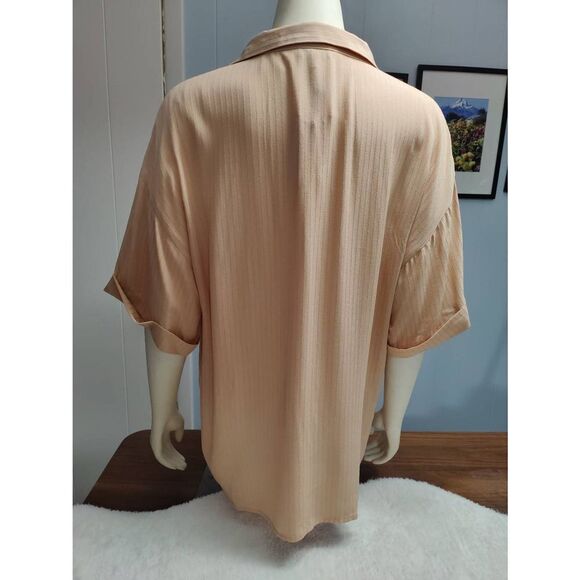 Always and Forever Oversized Button Down Blouse with Tie at Waistline NWT - Picture 2 of 5